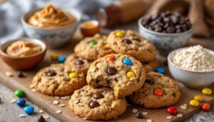 Monster cookies con avena e burro d’arachidi: croccanti fuori, morbidi dentro