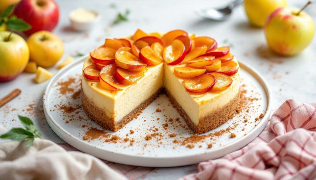 Cheesecake alle mele al forno: crema morbida, base croccante e topping caramellato